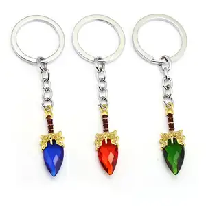 Hot Game DOTA 2 Aghanim's Scepter 3 Color Crystal Pendant Keychain For Men Jewelry