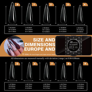 250 pièces/boîte 10 taille Transparent sans couture <span class=keywords><strong>faux</strong></span> <span class=keywords><strong>ongles</strong></span> doux couverture complète trapézoïdale ovale amande pleine pâte pour <span class=keywords><strong>ongles</strong></span> outils de décoration - Product Image 4