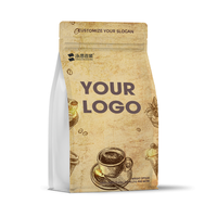 Sacs d'emballage pour grains de café de 500 g, personnalisés, imprimés, résistants à l'humidité, conformes à la norme PPWR, avec fermeture éclair et valve réutilisables