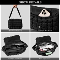 Polyester hiver fermeture éclair sac à main gonflé rembourrage léger matelassé sac à bandoulière pour femmes Flip bulle fourre-tout sac à main