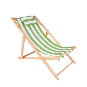 Silla de Playa de Madera Maciza, Plegable, Reclinable, con Patas Cónicas, Estilo Costero, Silla de Descanso para Exteriores, Rayas Azules y Rojas - Product Image 5