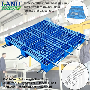 Palette industrielle en plastique HDPE durable à 4 voies, grille antidérapante, palette réutilisable pour chariot élévateur, pour entrepôt et supermarché - Product Image 2