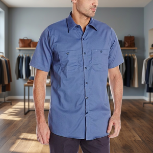 Chemise de travail en coton certifiée CE, coupe-vent, anti-plis, à manches courtes, pour homme, personnalisable - Product Image 3