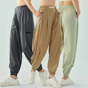 YIYI autunno nuovi Leggings all'ingrosso Bulk Logo personalizzato pantaloni della tuta per le donne Lounge Yoga allenamento pantaloni da jogging a vita alta con tasche