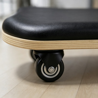 Rouleau d'exercice Pilates Orbit en bois durable avec surface rembourrée en cuir microfibre - Planche multifonctionnelle rembourrée