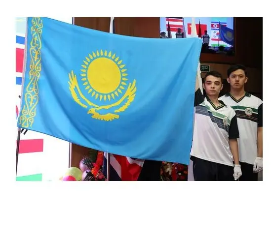 Impresión de diseño de alta calidad para uso en exteriores, poliéster tejido, duradero, personalizado, 1M x 2M, <span class=keywords><strong>Bandera</strong></span> <span class=keywords><strong>Nacional</strong></span> de Kazajstán
