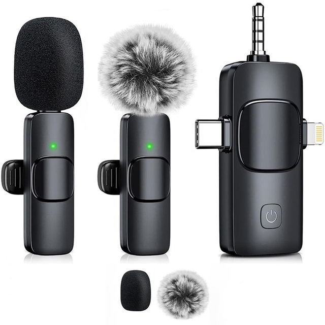 3 1 Wireless Lavalier Microphone K15 Broadcast Lapel Live Broadcast Gaming Phone Mic Noise Reduction Type C