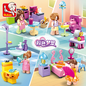 Sluban <span class=keywords><strong>Building</strong></span> <span class=keywords><strong>Block</strong></span> Toys 195PCS <span class=keywords><strong>Mini</strong></span> Handcraft PCS <span class=keywords><strong>Mini</strong></span> House 4 en 1 <span class=keywords><strong>Mini</strong></span> Kit de construcción de dormitorio para niños - Product Image 4