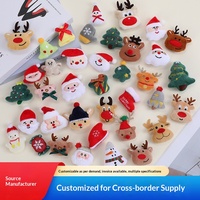 Accesorios de tela de peluche DIY para Navidad: Adornos de dibujos animados de árbol de Navidad, alces y Papá Noel, accesorios pequeños para joyería, cabello y llaveros.