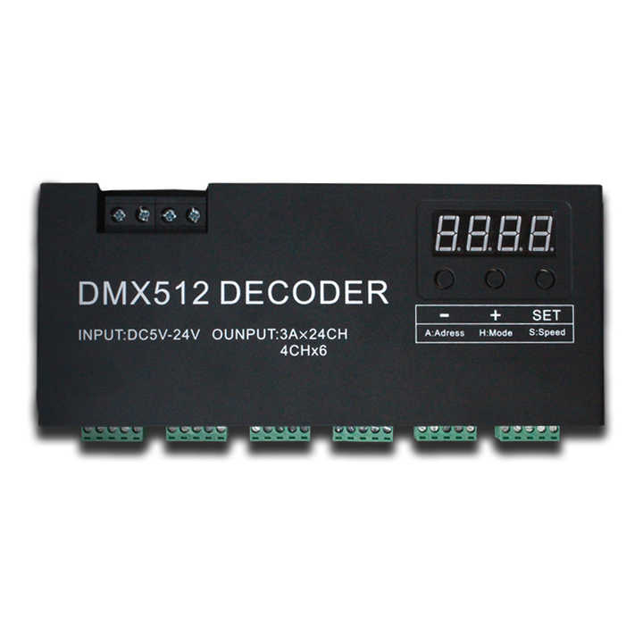 DMX Controller DC5V 12V 24V 24 Channel DMX512 RGBW Decoder for RGBW led ...