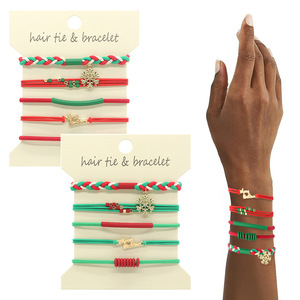 Bandas de goma tejidas a mano de Navidad para mujer, diademas Retro, pulsera de cuerda para el pelo para mujer - Product Image 6