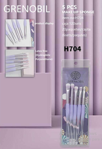 Set di pennelli per trucco Grenobil, 5 pezzi, pelo sintetico, manico in plastica, ghiera rotonda per l'applicazione del trucco - Product Image 3