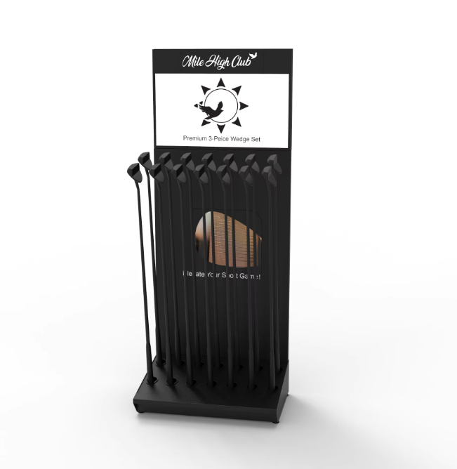 Customized Metal Golf Wedge Display Stand 3 Piece Set Organizer for Golf Shops & Retail Store