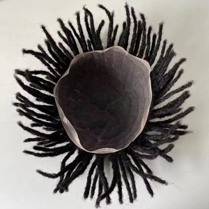 Perruque Afro Courte pour Hommes Américains, Dreads Naturels, Fausses Locks, Topper en Cheveux Indiens Remy, Dreadlocks, Toupees Africaines en Dentelle - Product Image 3