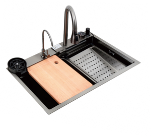 Évier de cuisine standard à cuve unique en acier inoxydable 304 fait main, revêtement nano anti-traces de doigts et résistant aux rayures, OEM - Product Image 2