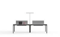 Bureau de travail double ATWOKA pour 2 personnes avec cloison de séparation et armoire mobile