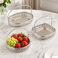 Ciotola per Snack Placcata Argento all'Ingrosso, Stile Retrò Europeo di Lusso, Grande Dimensione, Tema Frutta, per Tavola da Pranzo, Piatto per Torte