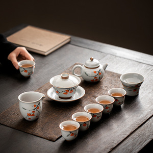 ที่กรองชาเซรามิกวาดลายด้วยมือ ลายลูกพลับ สไตล์จีน สำหรับชุดน้ำชา - Product Image 2