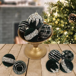 12PCS Velvet <b>Glitter</b> Christmas Tree Balls Ornaments Shatterproof Plastic Decorative Baubles Decorations for Xmas Tree Decor - Product Image 3