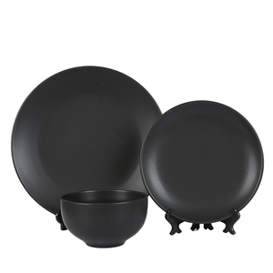BENELUCK 16-Piece Ceramic <strong>Stoneware</strong> Tableware <strong>Set</strong> <strong>Matte</strong> Black <strong>Glaze</strong> Includes Dinner Plate Mug Bowl for Home Use - Product Image 1