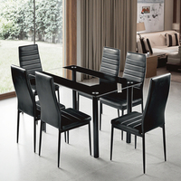Table à manger rectangulaire en verre trempé de luxe OEM & ODM pour salle à manger d'hôtel avec pieds en métal, ensemble de meubles modernes avec 4 chaises