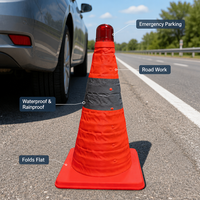 Zusammenklappbarer Verkehrsleitkegel mit LED-Licht und PVC-Tasche Reflektierender Sicherheitskegel