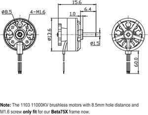 BETAFPV 4 motores sin escobillas 1103 11000KV FPV <span class=keywords><strong>2S</strong></span> RC para batería Lipo, marco <span class=keywords><strong>Beta75X</strong></span> Whoop Drone 1W 7.4V - Product Image 2