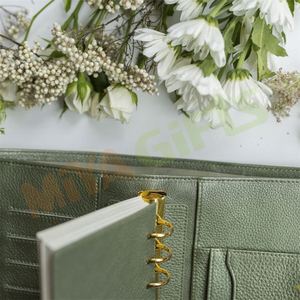 Tùy chỉnh A6 chất kết dính 6 vòng danh mục đầu tư PU da kế hoạch Bìa tiền tiết kiệm ngân sách chất kết dính với tiền mặt phong bì Sage Pebble tổ chức - Product Image 5