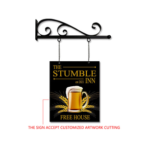 Insegna Personalizzata in Ferro con Rivestimento Nero, Staffa di Sospensione, Cartello Bifacciale per <span class=keywords><strong>The</strong></span> Dog Inn, Insegna da Parete per Negozi e Corridoi - Product Image 3