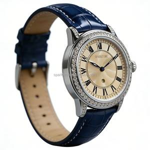 Reloj de Cuarzo de Lujo para Mujer con Diamantes, Elegante Correa de Cuero Genuino, Reloj de Pulsera para Dama, Resistente al Agua 3ATM, Relojes con Logotipo Personalizado - Product Image 3