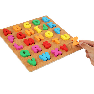 HOYE CRAFT-rompecabezas de madera con letras del abecedario para niños, juguete de construcción con letras del abecedario <span class=keywords><strong>ABC</strong></span>, con agarre manual, novedad - Product Image 5