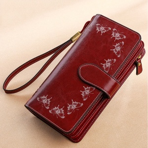 Large Capacity Vintage Style Ladies' Clutch <b>Wallet</b> Multifunctional Fashion Leather Thread Polyester <b>Long</b> Zipper RFID Open - Product Image 3
