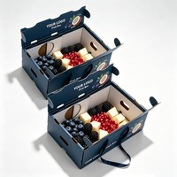 Boîte d'expédition de fruits personnalisée en gros, boîte cadeau pour fruits en promotion, grande boîte d'emballage de fruits en carton avec poignée en ruban, impression à l'encre de soja