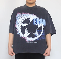 Vente en gros de t-shirt délavé à l'acide pour hommes, logo à motif personnalisé, t-shirt vintage en coton délavé lourd pour hommes
