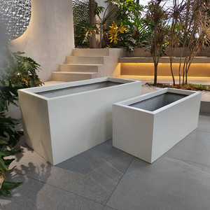 Modern Design Large Rectangular Fiberglass Planter Pots Indoor/Outdoor Home <strong>Decor</strong> Nursery Square Patterns Planting Decoration - Product Image 5