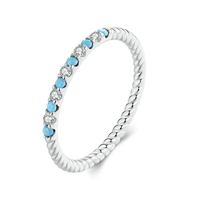 Bague turquoise en argent sterling 925 Design classique Zircon pierre bague d'éternité femmes bagues bijoux