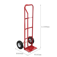 Chariot à main robuste à 2 roues en métal avec pneus pneumatiques, chariot à main portable pour entrepôt, ferme, jardin, transport de marchandises