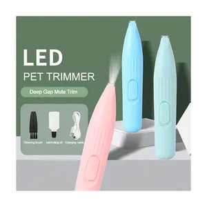 Battery Pet Clippers Home Trimmer For Dog Cat Electric Pet Hair Trimmer With Led Light Pet Grooming Paw Trimmer