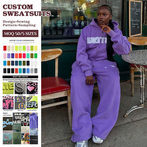 ツーピース女性スウェットスーツ長袖ジャケットジップアップパーカー女性用ジョガーパンツセット2025服 - Product Image 1