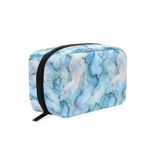 Portable Small Travel Toiletry Pouch Make up Bag Custom Logo Blue Marble Cosmetic Bag Custom Travel <b>Case</b> <b>Makeup</b> Bag - Product Image 1