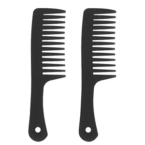 塑料大粉色黑色沙龙宽齿毛梳子廉价个性化扁平造型发梳定制标志为理发师