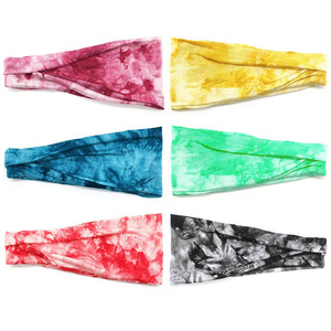 Bandeaux pour femmes, bandeaux de yoga et d'exercice, bandeaux élastiques mignons pour <span class=keywords><strong>cheveux</strong></span>, bandeaux tie-dye, bandeaux anti-transpiration - Product Image 5