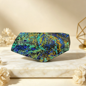 Ornamento in Cristallo Naturale di Azurite e Malachite, Forma Libera Lucidata, Collezione <span class=keywords><strong>Minerale</strong></span> per Decorazione Casa, Guarigione Reiki e Spiritualità - Product Image 4