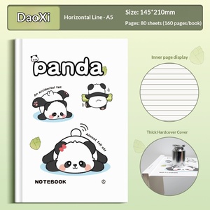 Cuaderno de Escritura Creativa con Cubierta Plana de Papel Retro Hecha a Mano, Diseño de Panda, Encuadernación Duradera, para Venta al Por Mayor - Product Image 3
