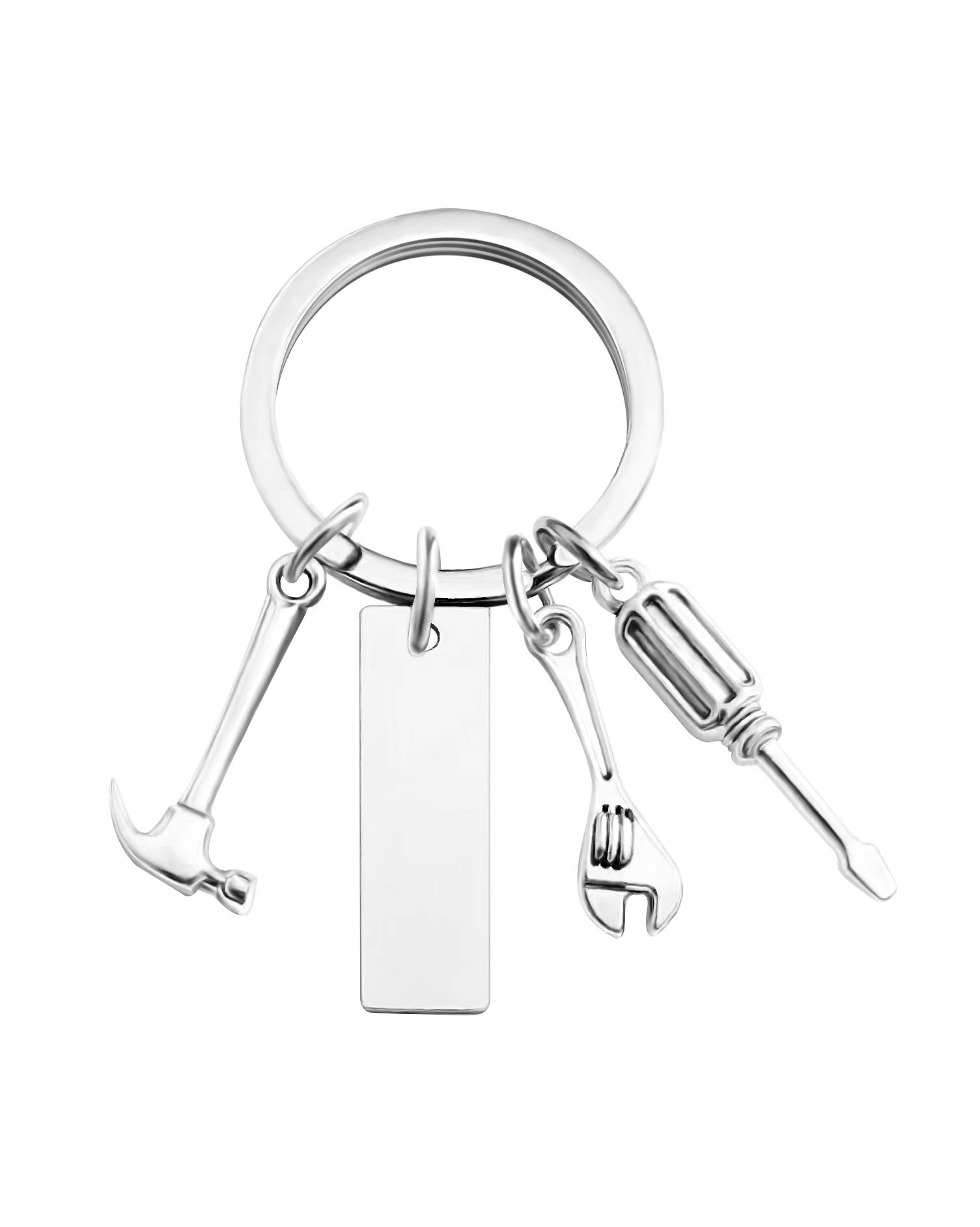 Petit porte-clés long argenté 28*9mm