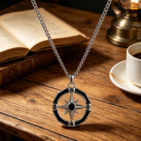 Collar Unisex de Moda Hip-Hop con Colgante de Estrella de Seis Puntas de Acero Inoxidable de Alta Calidad, Cadena Lateral, Regalo