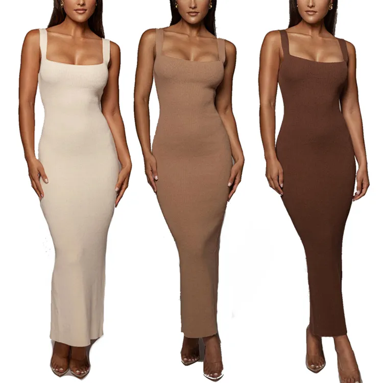 Women Sexy Ribbed Plus Size Sweater Dresses White Brown Autumn Lady Elegant Casual Dress Long Sweater Bodycon Ribbed Dresses