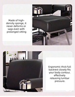 Fauteuil de Barbier Moderne en Cuir PU, Réglable en Hauteur Hydrauliquement, Base Ronde Pivotante à 360°, Repose-Pieds Unique, Siège de Coiffure pour Salon