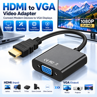 Kabel Adaptor Konverter Video HDMI Male ke VGA Female 1080P 20CM Berlapis Emas untuk Laptop PC Monitor Proyektor TV