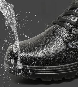 Chaussures de sécurité basses pour hommes avec embout en acier, tige en cuir, semelle en caoutchouc anti-choc, résistantes à la perforation et antidérapantes - Product Image 2